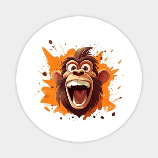 crazy cartoon screaming monkey Magnet